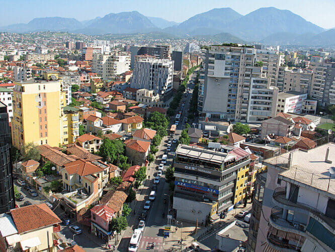 View from room, Sky 2 Hotel, Tirana, Albania (Photo by Susan McKee)