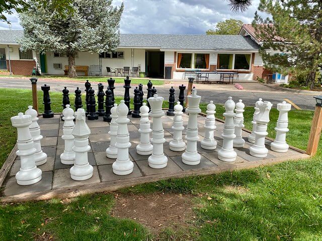 Giant game of chess is set out by Retro Inn at Mesa Verde. 