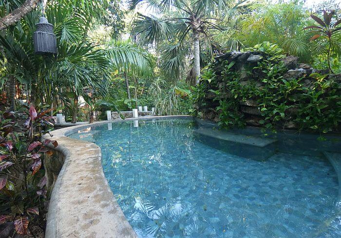 Yucatan jungle lodge swimming pool Eco Aldea