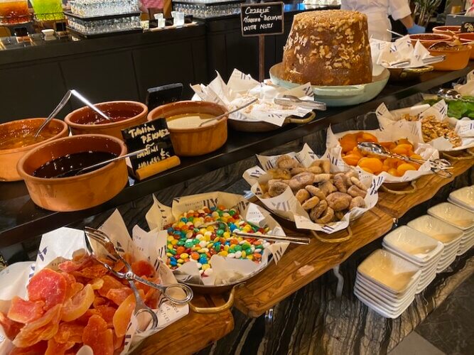 Sweets on the breakfast buffet, Novotel Istanbul Bosphorus, Istanbul, Turkiye