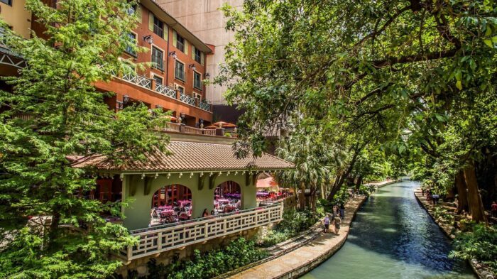 Views of the Hotel Valencia from the San Antonio Riverwalk