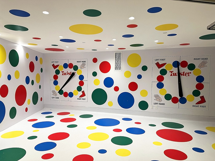 Twister room at TWA Hotel is a life-size version of the party game