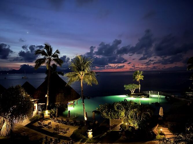 Sunset view at InterContinental Resort Tahiti