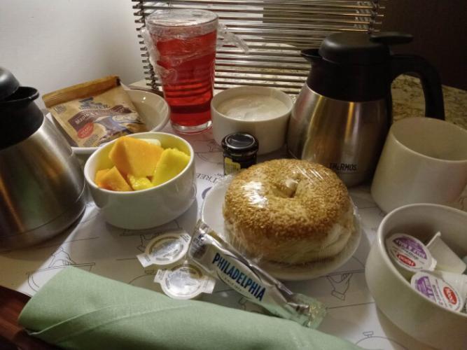 Room service continental breakfast at the Tudor Arms in Cleveland.