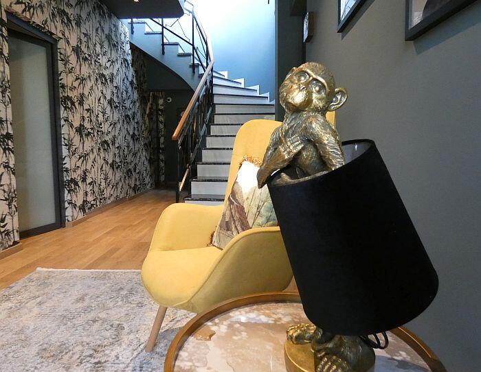 monkey lamp and staircase, Glyfada boutique hotel