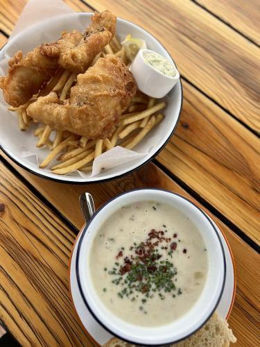 Fish & Chips and clam chowder at Coastal Kitchen 