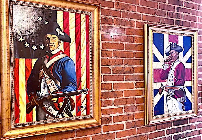 Paintings of US and British soldiers during American Revolutionary War.