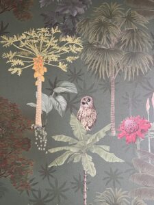 wallpaper in the lobby at Pacific 19 Kona