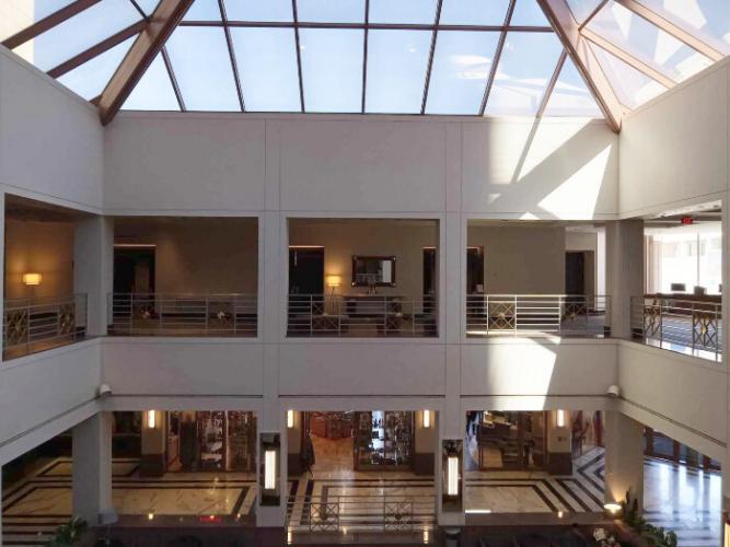 Glass atrium at Clyde Hotel