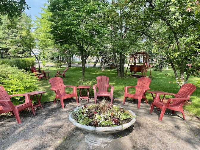 Outdoor seating at Auberge La Muse.