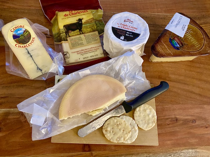 Cheese selection from producers in Charlevoix.