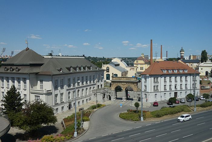 View of Pilsner Urquell brewery from Vienna House Easy Pilsen