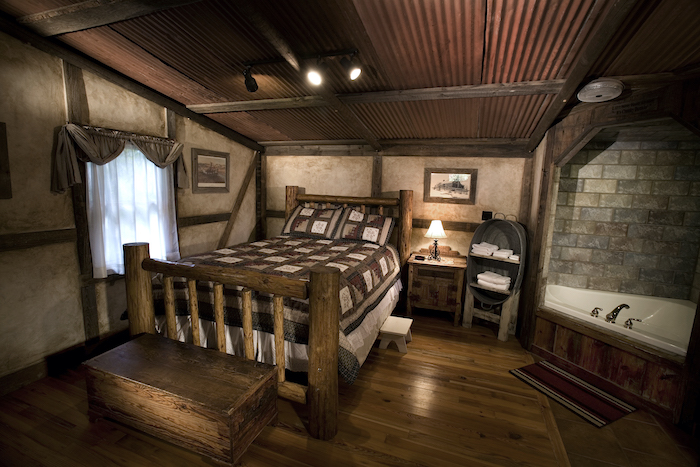 Interior bedroom Cotton Gin Village Fredericksburg Texas