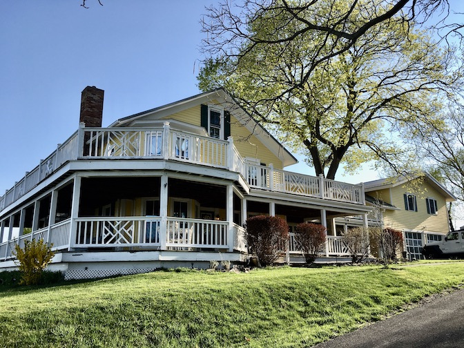 Magnolia Place Bed and Breakfast is painted a sunny yellow.