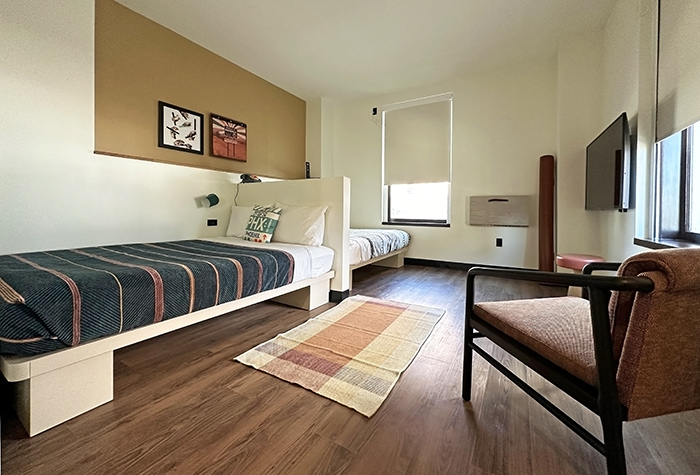 Accessible room with two queen beds facing head to head