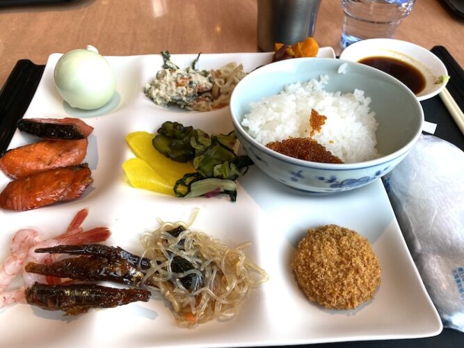 Breakfast tray, Lake Akan Tsuruga Wings Resort, Hokkaido, Japan