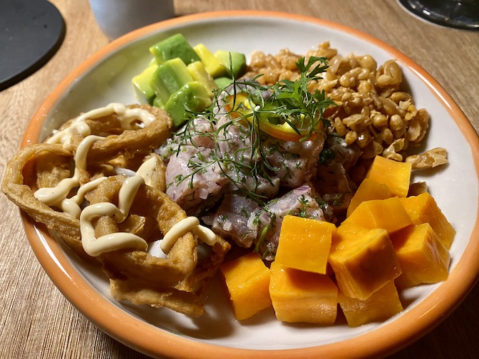 A delcious cerviche starter at the OSH Hotel restaurant.