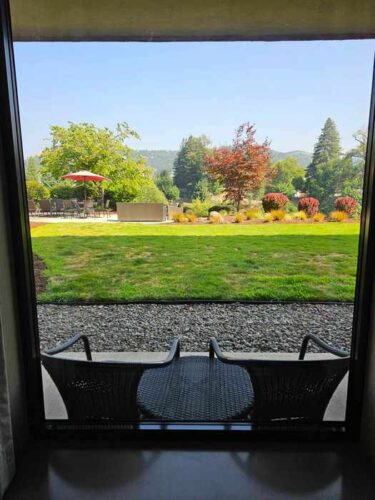 View from patio of bedroom at Holiday Inn Express Roseburg