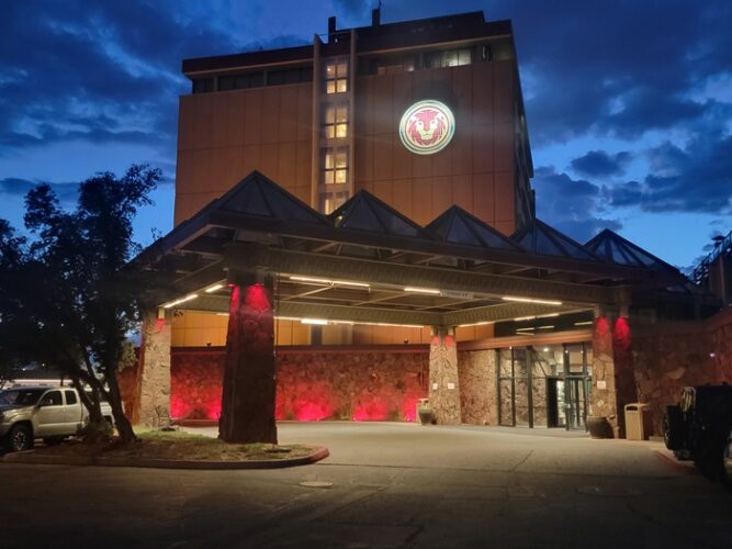 Exterior of hotel at night - The Red Lion Hotel Boise Downtowner