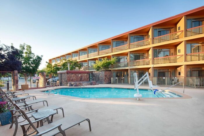 Outdoor seasonal pool at The Red Lion Hotel Boise Downtowner