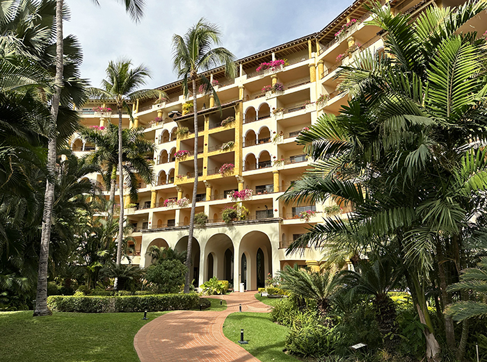 A view of the resort from the courtyard gardens