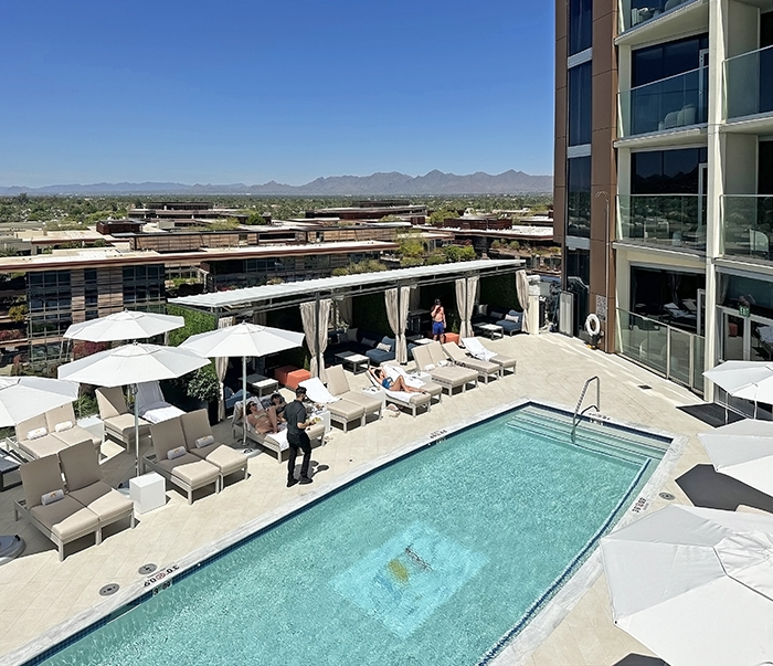 The private rooftop swimming pool at Caesars Republic.