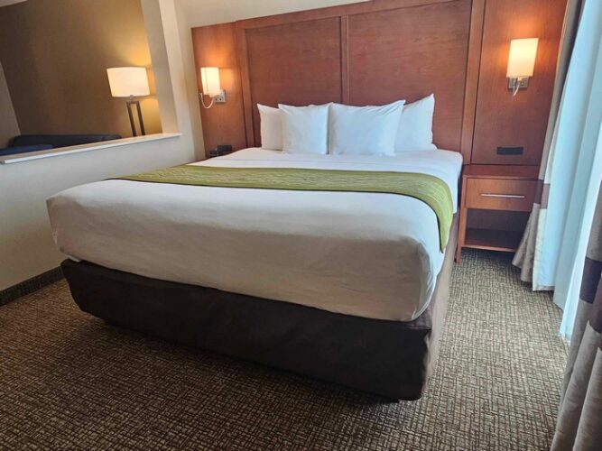 Queen-size bedroom at Comfort Suites ABQ Airport