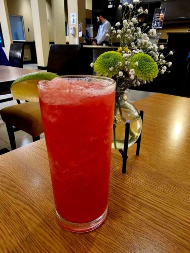 Frozen watermelon drink as served at restaurant 