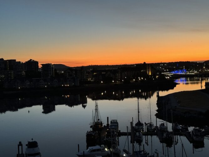 Sunrise from Coast Victoria Hotel & Marina by APA, Victoria BC Canada