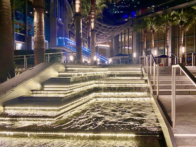 Exterior fountain at InterContinental Los Angeles Downtown