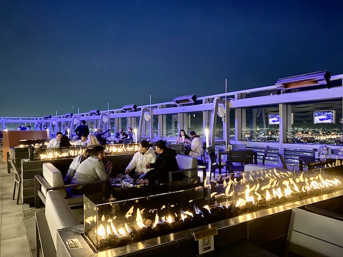 Rooftop bar at InterContintental Los Angeles Downtown