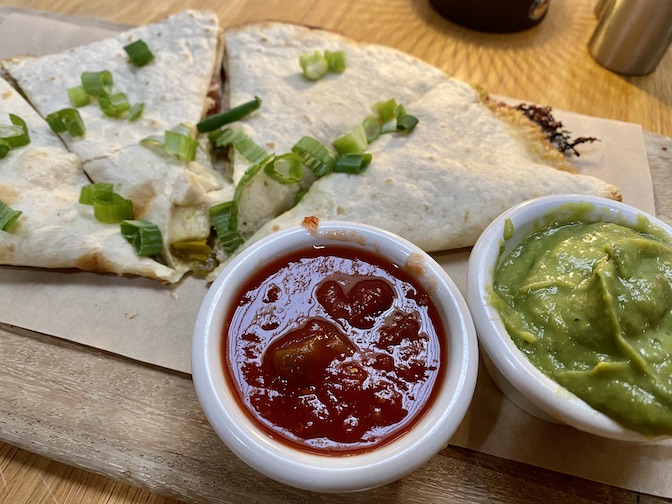 Quesadilla with salsa and guacamole was delicious.