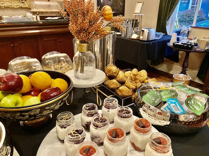 A delicious breakfast is served in the lounge.