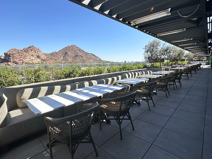 View of Camelback Mountain from Global Ambassador rooftop bar